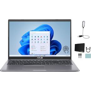 ASUS Vivobook 15 Laptop, 15.6" FHD Touchscreen, Intel Core i5-1135G7, 12GB RAM, 512GB PCIe SSD, Webcam, Wi-Fi 5, Numeric Keypad, Windows 11 Home, Grey + Accessories