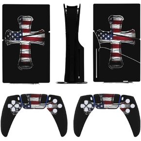 Sticker Skin for Model 5 Slim Disc American Flag Cross Skin Accessories Cover Skins Anime Vinyl Cover Sticker Full Set for Model5 Slim Disk Edition