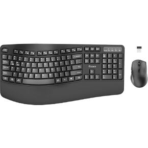 Ergonomic Wireless Keyboard and Mouse Combo, Wave Keyboard with Wrist Rest for Natural Typing, 3 DPI Adjustable Ergonomic Silent Mouse for Computer/Laptop/Windows/Mac(Black)