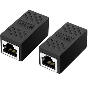 RJ45 Coupler, Ethernet Coupler, Ethernet Network Cable in line Coupler for Cat7/Cat6/Cat5e/Cat5, Ethernet Network Cable Extender Female to Female (Black RJ45-2Pcs)