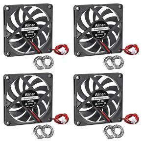 Alinan 4pcs 8010 80mm x 10mm 24V Dual Ball Bearings Brushless Fan 2Pin DC Cooling Exhaust Fan for Radiator DIY Air Exhaust Vent Cooling