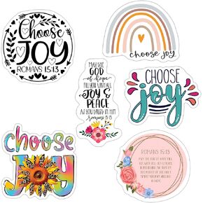 Pack of 6 Romans 15 13 Choose Joy Waterproof Vinyl Sticker Bible Verse, Styles Christian, Religious Inspirational Scripture Quotes for All Ages, All Ages, Applicable to Many Surfaces 3 Inches
