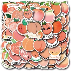 55Pcs Peach Stickers for Water Bottle and Laptop - Waterproof Vinyl Fruit Decals, Peach Gifts, Women, Men - Peach Birthday Party Favors & Decorations Laptop Decals (Peach)