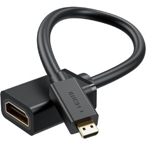 Micro HDMI to HDMI Cable Adapter, Male to Female HDMI 2.0 Cord, 4K@60Hz HDR 3D Dolby 1080P, 18Gbps High Speed, Compatible with Raspberry Pi 5/4, GoPro Hero 7/6, Nikon B500, A6000, 0.8FT / 0.25M Black