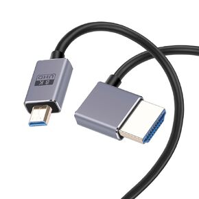 GINTOOYUN 90 Degree Right Angle 8K HDMI Male to Micro HDMI Male 2.5 Extended Cable Supports 8k@60Hz,1080p,with Digital Cameras,Camcorders,Tablets (Micro HDMI Male Right to HDMI Male)