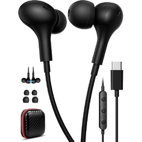 USB C Headphone for Samsung S25 S24 S23 A26 A36 A56 Magnetic Wired Earbuds for iPhone 16 Pro Max 16e 15 Laptop in-Ear Noise Canceling Headset Android Type C Earphone for iPad A16 11 10 Pixel 9 8a Red