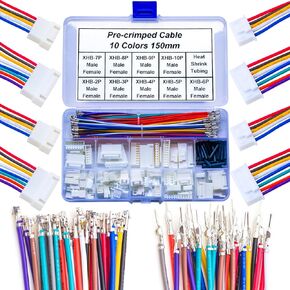 XHS XHB2.54 Male Female Connectors and 22AWG Pre-Crimped Cables,Compatible with JST XHS XHB with Belt Lock 2.54mm Connector Kit,XHS-2.54 Single Row 2/3/4/5/6/7/8/9/10Pin Housing (YO-XHB-MF)