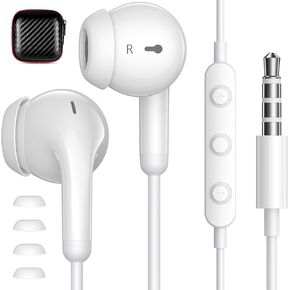 Wired Earbuds Light in-Ear Headphones for MacBook Pro Air Laptop, Wired Earphones Corded 3.5mm Jack Plug-in Ear Buds Microphone Volume Control for iPhone,Samsung,Android,PC,Gaming Console,Kids,School