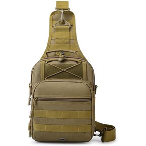 Tactical backpack Large Capacity Multifunctional Chest Shoulder Bag High Strength Wear-resistant Nylon for Men Daypack Hiking Rucksack(Yellow)