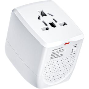 Adaptador de viaje internacional convertidor de voltaje escalones hacia abajo 220V a 110V para teléfonos celulares, portátiles y rizadores, Estados Unidos a Reino Unido, Europa, Australia y más de 200