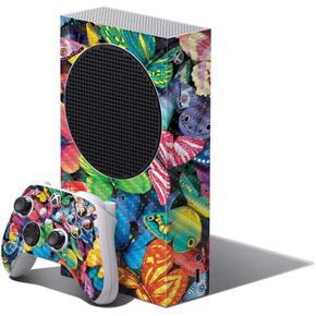 MightySkins Carbon Fiber Skin Compatible with Xbox Series S Bundle - Butterfly Party | Protective, Durable Textured Carbon Fiber Finish | Easy to Apply | Made in The USA