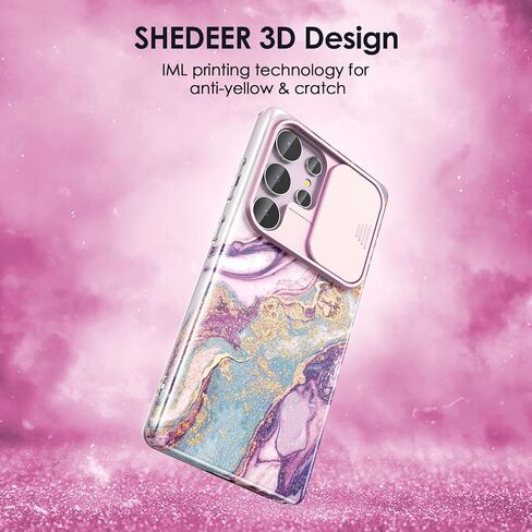 Shedeer for Samsung Galaxy S25 Ultra Case ، مع غطاء الكاميرا الشريحة وحامي الشاشة ، ونمط أنيقة ، وغطاء علبة رفيع للوقاية من Galaxy S25 Ultra ، Star Purple in Saudi Arabia