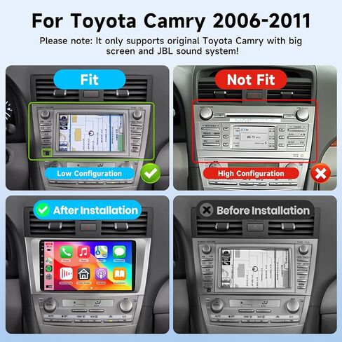 [8 Core 2G + 64G] لـ Toyota Camry 2006-2011 مع راديو سيارة JBL مع Carplay/Android Auto و 9 بوصة Android 13 IPS شاشة الشاشة ستيريو ، Bluetooth ، GPS ، WiFi ، SWC ، DSP + HD Camera النسخ الاحتياطي in Kuwait