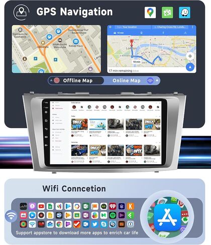[8 Core 2G + 64G] لـ Toyota Camry 2006-2011 مع راديو سيارة JBL مع Carplay/Android Auto و 9 بوصة Android 13 IPS شاشة الشاشة ستيريو ، Bluetooth ، GPS ، WiFi ، SWC ، DSP + HD Camera النسخ الاحتياطي in Kuwait