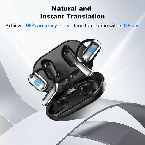 Language Translation Wireless Earbuds, 3-in-1 Translator Earbuds Real Time Bluetooth Headphones144-Languages, Noise Reduction, for Travel Business, Matte Black in Saudi Arabia