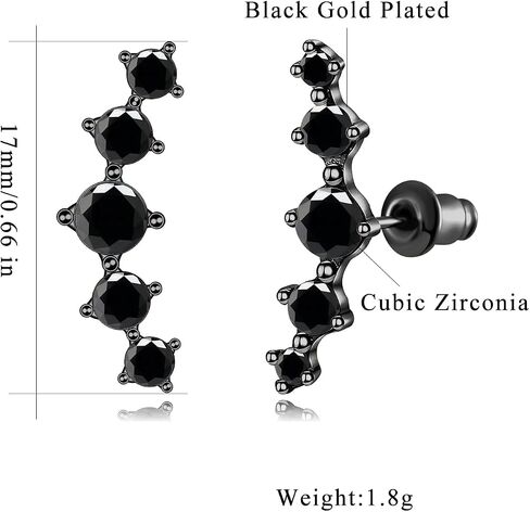 CiNily Ear Crawler Earrings with Purple Cubic Zircon, 14K White Gold Plated Cuff Climber Earrings Small Flat Back Stud Earrings Gem Jewelry Valentine's Day Gifts for Women Girls Hypoallergenic in Saudi Arabia