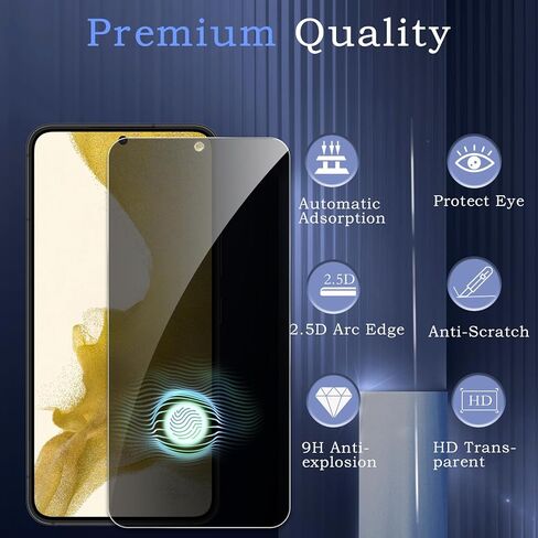 2 حزمة شاشة شاشة الخصوصية لـ Samsung Galaxy S22/S23 ، فيلم زجاجي مضاد للتجسس ، صلابة 9 ساعات ، حماية حافة الترقية ، التثبيت السهل ، خالية من الفقاعة ، ودية في الحالة in Kuwait