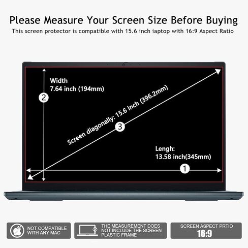 2Pack 15.6'' Laptop Screen Protector,Tempered Glass Film for HP/Dell/Sony/Samsung/Lenovo/Acer/MSI/LG/Razer Blade and All Other 15.6'' Aspect Ratio 16:9 Laptop, Scratch-resistance,9H Hardness in Saudi Arabia