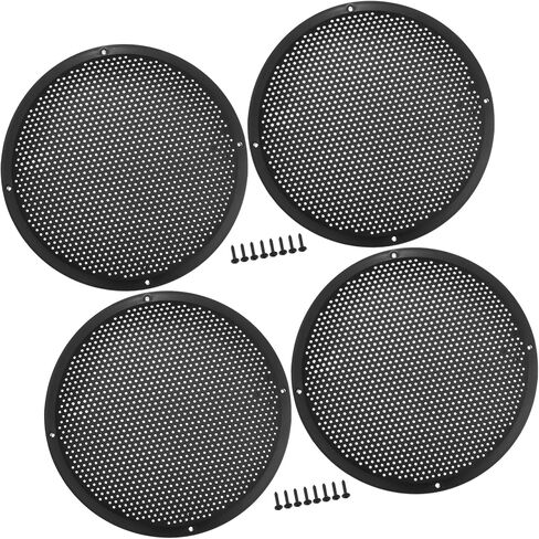 Universal 10" Car Speaker Grills Cover Mesh Round 10 Inch Audio Subwoofer Protective Case with Mounting Screws ABS Black - Pack of 4 Auto Accessories in Saudi Arabia