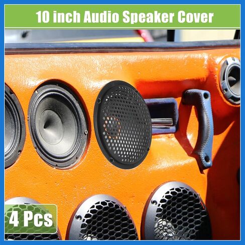 Universal 10" Car Speaker Grills Cover Mesh Round 10 Inch Audio Subwoofer Protective Case with Mounting Screws ABS Black - Pack of 4 Auto Accessories in Saudi Arabia