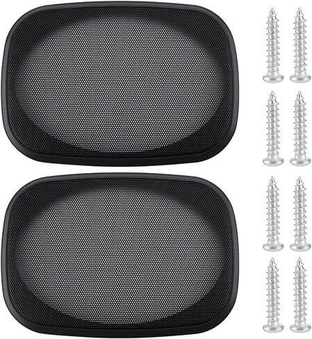 OLYCRAFT 2 Set Audio Speaker Cover Mesh 9.6x6.7 Inch Speaker Grill Cover Mesh Black Rectangle Speaker Grill with Screws for Speaker Cabinet Home Speaker Car Speaker Electrophoresis in Saudi Arabia
