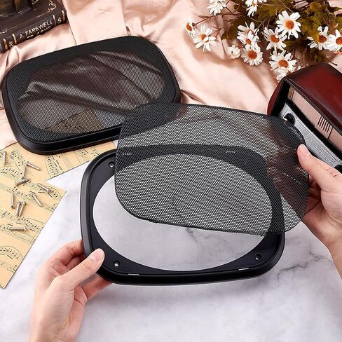OLYCRAFT 2 Set Audio Speaker Cover Mesh 9.6x6.7 Inch Speaker Grill Cover Mesh Black Rectangle Speaker Grill with Screws for Speaker Cabinet Home Speaker Car Speaker Electrophoresis in Saudi Arabia