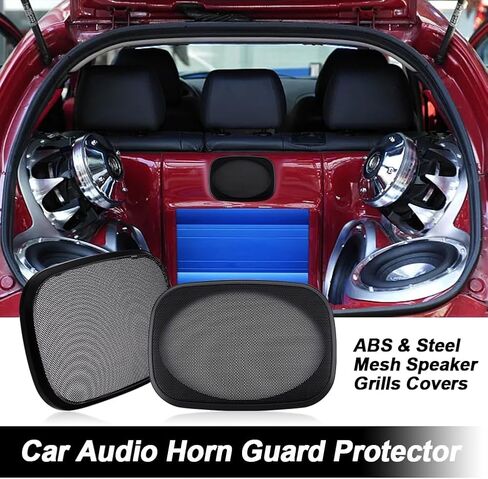 OLYCRAFT 2 Set Audio Speaker Cover Mesh 9.6x6.7 Inch Speaker Grill Cover Mesh Black Rectangle Speaker Grill with Screws for Speaker Cabinet Home Speaker Car Speaker Electrophoresis in Saudi Arabia