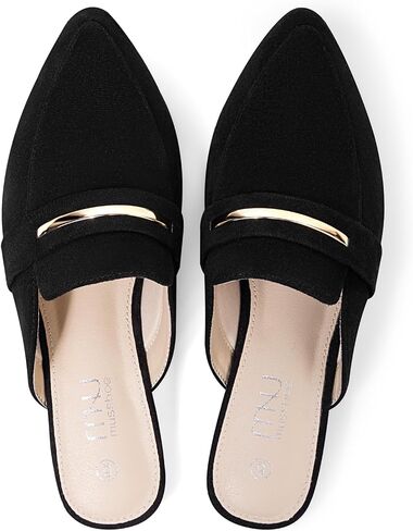 MUSSHOE Mules for Woman Pointed Toe Women's Bukle Mule Flat Slip-on Womens Mules Shoes Casual Fashion Party Work in Saudi Arabia