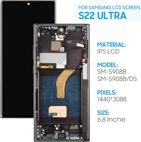 [للنسخة الأمريكية] Concell for Samsung Galaxy S22 Ultra Screen Replacement SM-S908B SM-S908U SM-S908A LCD Displating Digitizer (وليس بصمة) in Kuwait