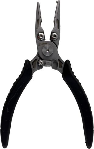 FLP05 Fishing Pliers - 13cm Long Tungsten Steel Pliers with Stainless Steel Body, Anti-Slip TPR Grip, Self-Locking and Rebound Device, Special Slot for Lost Rope, Hook Holes in Saudi Arabia