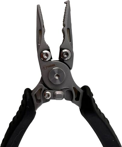 FLP05 Fishing Pliers - 13cm Long Tungsten Steel Pliers with Stainless Steel Body, Anti-Slip TPR Grip, Self-Locking and Rebound Device, Special Slot for Lost Rope, Hook Holes in Saudi Arabia