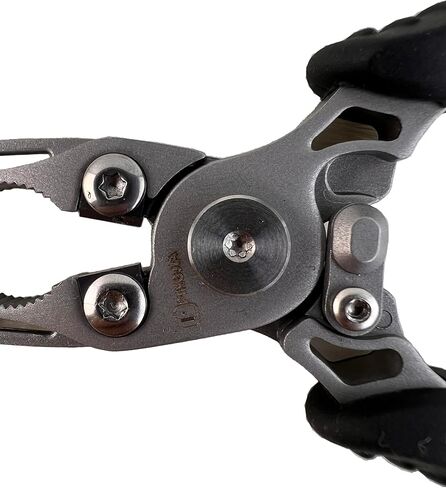 FLP05 Fishing Pliers - 13cm Long Tungsten Steel Pliers with Stainless Steel Body, Anti-Slip TPR Grip, Self-Locking and Rebound Device, Special Slot for Lost Rope, Hook Holes in Saudi Arabia