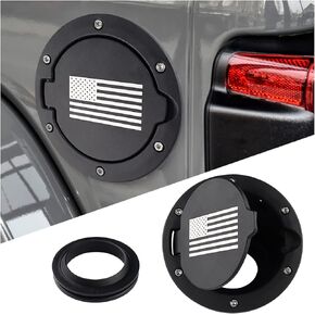 Heavy Duty Gas Cap Cover with American Flag,Personalised Car Decoration Resistant to Gasoline Fuel Door Cover Replacement Compatible with Jeep 2007-2018 Wrangler JK Unlimited