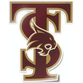 Nudge Nudge Printing Texas State Stickers, Bobcats Decal Maroon and Gold TS Interlocking Logo Weatherproof Officially Licensed NCAA Vinyl for Cars, Bumpers, Laptops, Bottles (Texas State University)