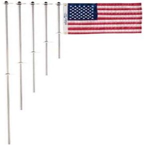 Taylor Made Boat Flag Pole with Charlevoix Clips, 3/4" Diameter 30" Staff, Anodized Aluminum, Adjustable Bottom Clip and O-Ring, Any Size Flags - 917