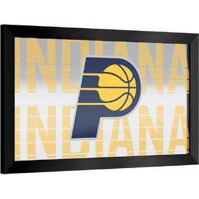 Trademark Global Wall Mirror - Ready-to-Hang Indiana Pacers City Black Framed Rectangle Mirror - for Pub, Game Room, Garage or Home Bar