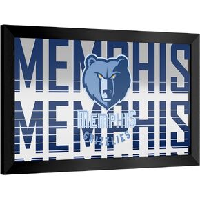 Trademark Global Wall Mirror - Ready-to-Hang Memphis Grizzlies City Black Framed Rectangle Mirror - for Pub, Game Room, Garage or Home Bar
