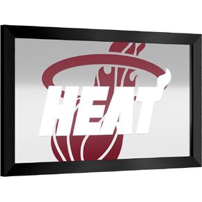 Trademark Global Wall Mirror - Ready-to-Hang Miami Heat Fade Black Framed Rectangle Mirror - for Pub, Game Room, Garage or Home Bar