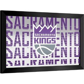 Trademark Global Wall Mirror - Ready-to-Hang Sacramento Kings City Black Framed Rectangle Mirror - for Pub, Game Room, Garage or Home Bar