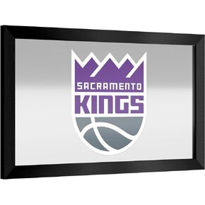 Trademark Global Wall Mirror - Ready-to-Hang Sacramento Kings Fade Black Framed Rectangle Mirror - for Pub, Game Room, Garage or Home Bar