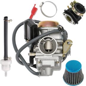 PD24J GY6 150cc Carburetor Compatible with Moped ATV Go Kart Scooter 125cc 150cc 4-Stroke 150cc Engine Kazuma Taotao Roketa SunL Baja Eagle Chinese Go Kart GY6 26mm Carb with Air Fuel Filter