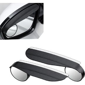 2 PCS Car Rearview Mirror Auxiliary Accessories, 6.69In x 2.16In Waterproof ABS Glass Vehicle Rearview Mirror Rain Eyebrow, Universal Automotive Reverse Mirror Accessories (Carbon Fiber Black)
