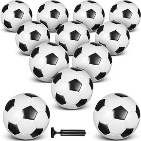 HyDren 12 Packs Soccer Ball with Pump Official Size Soccer Ball for Indoor Outside Game Training Practice Back to School Sport Gift for Kids Teens Adults(Black, White, Size 4)