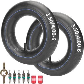 RUTU 2 Pack 4.10/3.50-6 3.50/4.00-6 350/400-6 Replacement Butyl Rubber Inner Tube with TR13 Straight Valve Stem for Hand Trucks Lawn Mowers Yard Trailers Wheelbarrows