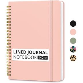 Lined Spiral Journal Notebook for Women & Men, 140 Pages, College Ruled Hardcover Notebook for Work & Note Taking, Journals for Writing, A5 - Green