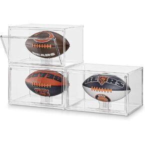 حافظة عرض كرة القدم بالحجم الكامل، 3 عبوات حافظة عرض لكرة القدم مع باب مغناطيسي وحماية من الأشعة فوق البنفسجية، صندوق عرض لكرة القدم قابل للتكديس، حافظة عرض تذكارية مع حامل عرض قابل للإزالة in Kuwait