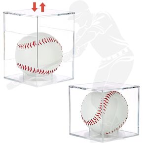 Baseball Case Display Case, 2 Pack Baseball Holder UV Resistant, Prevents UV Rays from Changing The Ball or Autograph Color, Fits Official Size Ball