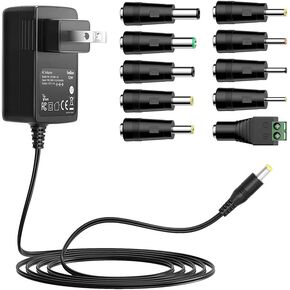 12V 1A AC DC Adapter Wall Charger Power Adapter Supply for 12 Volt Electronics - 1000mA Max.
