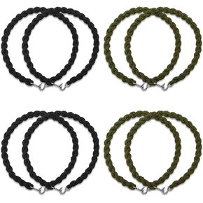 8PCS Military Boot Straps, Elastic Boot Bands Blousing Garter Straps Outdoor Legging Rope with Metal Hook for Pants Men and Women Outdoor Hiking Military(Black, Green)