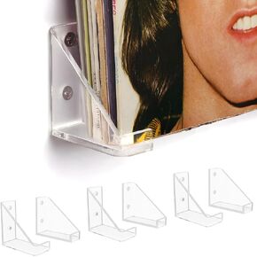 حامل جداري من الفينيل من BiJun، 6 عبوات من الفينيل لعرض الرف على الحائط وحامل ألبوم مثبت على الحائط لسجلات الفينيل من 7 إلى 12 بوصة LPs، أكريليك شفاف in Kuwait